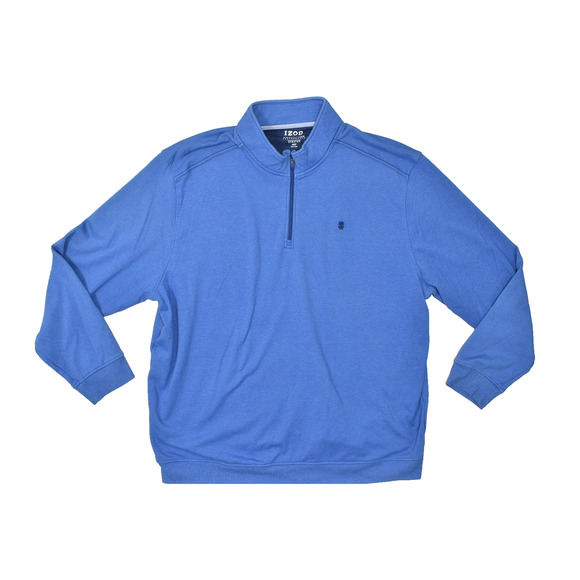 Izod Men's 4XLT Big & Tall Quarter-Zip Pullover Sweater Blue Polyester - Picture 1 of 8